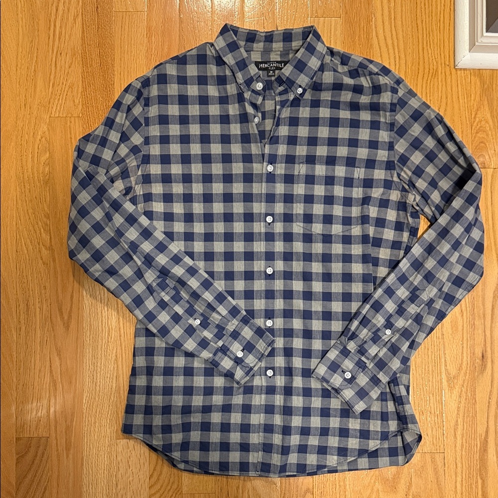 J. Crew Blue and Gray Checkered Button Down Shirt